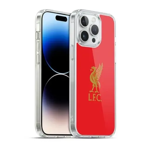 Head Case Designs Officially Licensed Liverpool Football Club Gold Logo On Red Liver Bird Gel Case [Military Grade Protection] Compatible with Apple iPhone 14 Pro Max and Compatible with MagSafe - 1