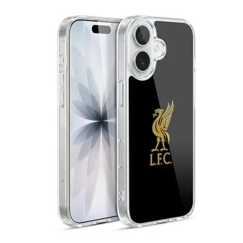 Head Case Designs Officially Licensed Liverpool Football Club Gold Logo On Black Liver Bird Gel Case [Military Grade Protection] Compatible with Apple iPhone 17 and Compatible with MagSafe - 1