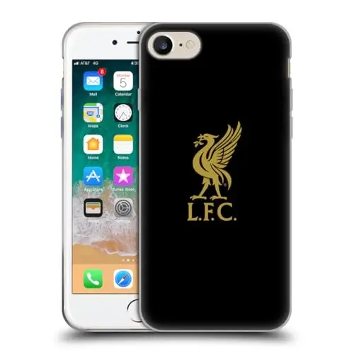 Head Case Designs Officially Licensed Liverpool Football Club Gold Logo On Black Liver Bird Gel Case [Military Grade Protection] Compatible with Apple iPhone 7/8 / SE 2020 & 2022 - 1
