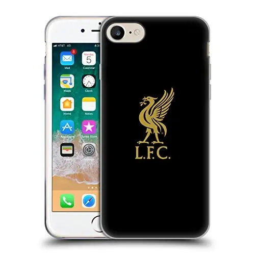 Head Case Designs Officially Licensed Liverpool Football Club Gold Logo On Black Liver Bird Gel Case [Military Grade Protection] Compatible with Apple iPhone 7/8 / SE and Compatible with MagSafe - 1