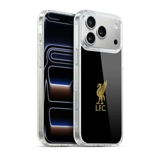 Head Case Designs Officially Licensed Liverpool Football Club Gold Logo On Black Liver Bird Gel Case [Military Grade Protection] Compatible with Apple iPhone 17 Pro Max and Compatible with MagSafe - 1