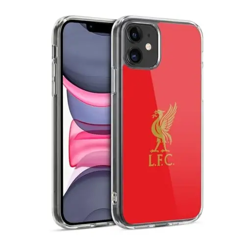 Head Case Designs Officially Licensed Liverpool Football Club Gold Logo On Red Liver Bird Gel Case [Military Grade Protection] Compatible with Apple iPhone 11 and Compatible with MagSafe - 1