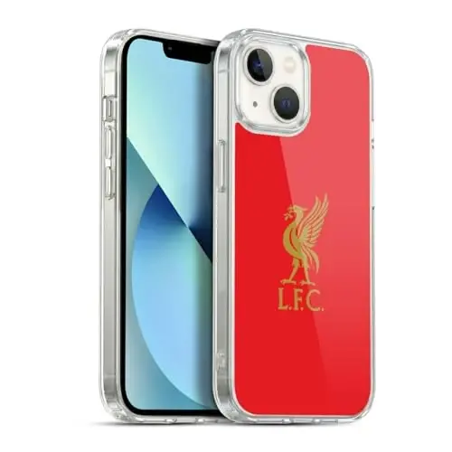 Head Case Designs Officially Licensed Liverpool Football Club Gold Logo On Red Liver Bird Gel Case [Military Grade Protection] Compatible with Apple iPhone 13 - 1