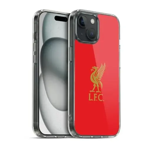 Head Case Designs Officially Licensed Liverpool Football Club Gold Logo On Red Liver Bird Gel Case [Military Grade Protection] Compatible with Apple iPhone 15 and Compatible with MagSafe - 1
