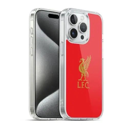 Head Case Designs Officially Licensed Liverpool Football Club Gold Logo On Red Liver Bird Gel Case [Military Grade Protection] Compatible with Apple iPhone 15 Pro and Compatible with MagSafe - 1