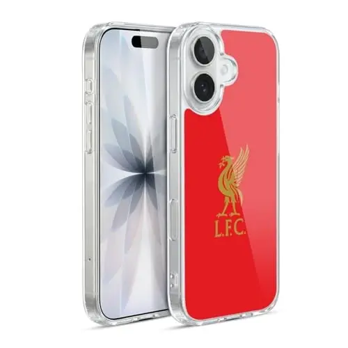 Head Case Designs Officially Licensed Liverpool Football Club Gold Logo On Red Liver Bird Gel Case [Military Grade Protection] Compatible with Apple iPhone 17 and Compatible with MagSafe 