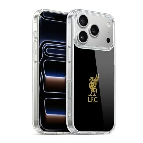 Head Case Designs Officially Licensed Liverpool Football Club Gold Logo On Black Liver Bird Gel Case [Military Grade Protection] Compatible with Apple iPhone 17 Pro and Compatible with MagSafe - 1