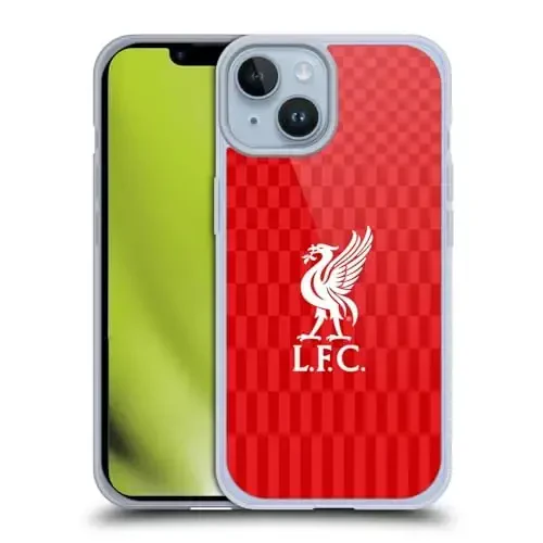 Head Case Designs Officially Licensed Liverpool Football Club White On Red Kit Liver Bird Gel Case [Military Grade Protection] Compatible with Apple iPhone 14 and Compatible with MagSafe - 1