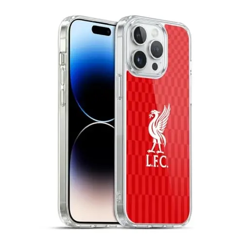 Head Case Designs Officially Licensed Liverpool Football Club White On Red Kit Liver Bird Gel Case [Military Grade Protection] Compatible with Apple iPhone 14 Pro Max and Compatible with MagSafe - 1