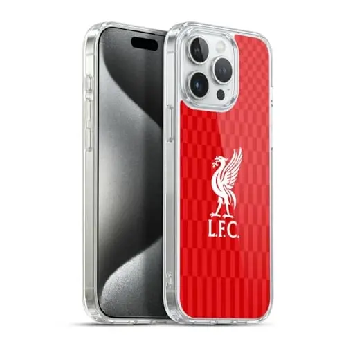 Head Case Designs Officially Licensed Liverpool Football Club White On Red Kit Liver Bird Gel Case [Military Grade Protection] Compatible with Apple iPhone 15 Pro Max and Compatible with MagSafe 