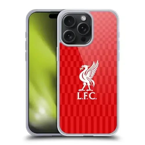 Head Case Designs Officially Licensed Liverpool Football Club White On Red Kit Liver Bird Gel Case [Military Grade Protection] Compatible with Apple iPhone 15 Pro Max and Compatible with MagSafe 