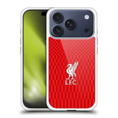 Head Case Designs Officially Licensed Liverpool Football Club White On Red Kit Liver Bird Gel Case [Military Grade Protection] Compatible with Apple iPhone 17 Pro - 4