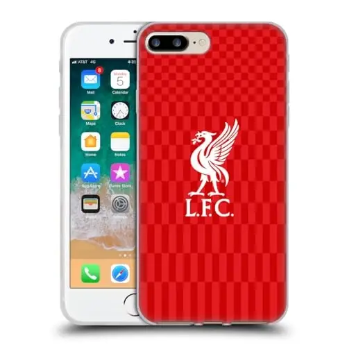 Head Case Designs Officially Licensed Liverpool Football Club White On Red Kit Liver Bird Gel Case [Military Grade Protection] Compatible with Apple iPhone 7 Plus/iPhone and Compatible with MagSafe - 1