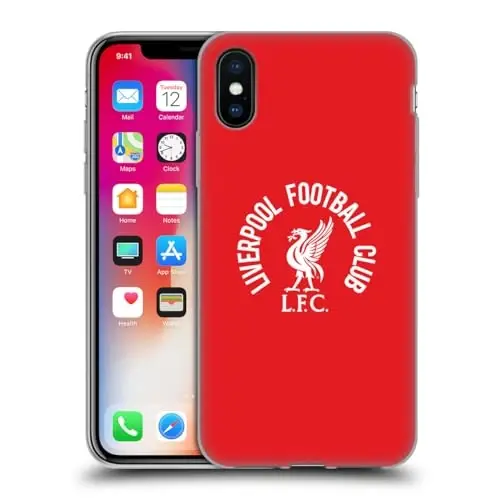 Head Case Designs Officially Licensed Liverpool Football Club White LFC On Red Liver Bird Gel Case [Military Grade Protection] Compatible with Apple iPhone X/iPhone Xs and Compatible with MagSafe - 1