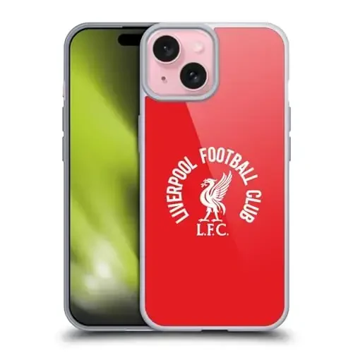 Head Case Designs Officially Licensed Liverpool Football Club White LFC On Red Liver Bird Gel Case [Military Grade Protection] Compatible with Apple iPhone 15 and Compatible with MagSafe 