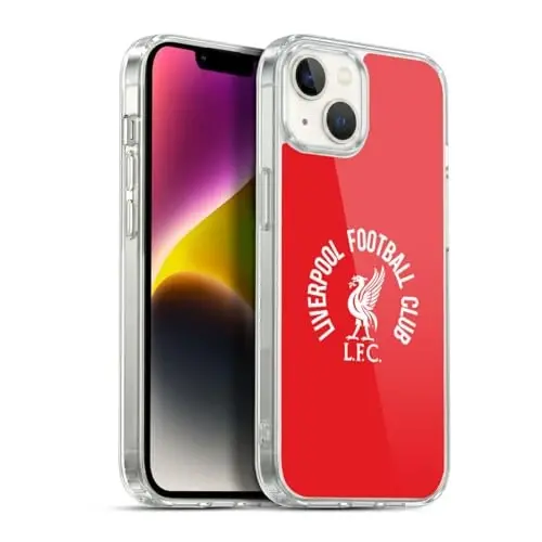 Head Case Designs Officially Licensed Liverpool Football Club White LFC On Red Liver Bird Gel Case [Military Grade Protection] Compatible with Apple iPhone 14 Plus and Compatible with MagSafe 