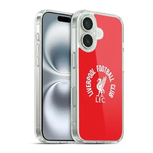 Head Case Designs Officially Licensed Liverpool Football Club White LFC On Red Liver Bird Gel Case [Military Grade Protection] Compatible with Apple iPhone 16 and Compatible with MagSafe - 1