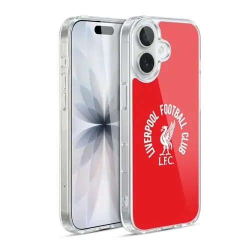 Head Case Designs Officially Licensed Liverpool Football Club White LFC On Red Liver Bird Gel Case [Military Grade Protection] Compatible with Apple iPhone 17 and Compatible with MagSafe - 1