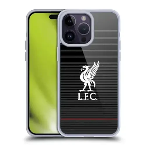 Head Case Designs Officially Licensed Liverpool Football Club White On Black Kit Liver Bird Gel Case [Military Grade Protection] Compatible with Apple iPhone 14 Pro Max and Compatible with MagSafe 