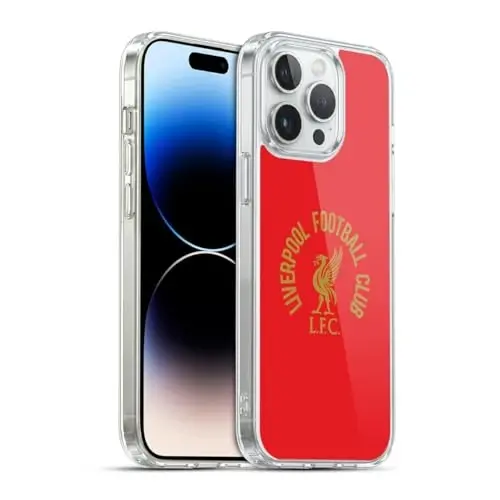 Head Case Designs Officially Licensed Liverpool Football Club Gold LFC On Red Liver Bird Gel Case [Military Grade Protection] Compatible with Apple iPhone 14 Pro Max and Compatible with MagSafe 