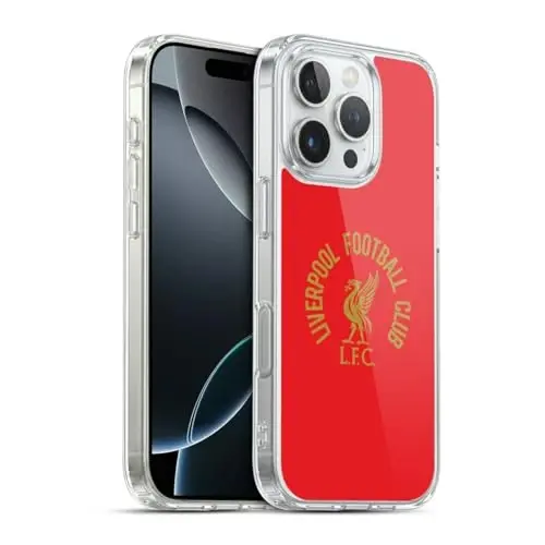 Head Case Designs Officially Licensed Liverpool Football Club Gold LFC On Red Liver Bird Gel Case [Military Grade Protection] Compatible with Apple iPhone 16 Pro and Compatible with MagSafe - 1