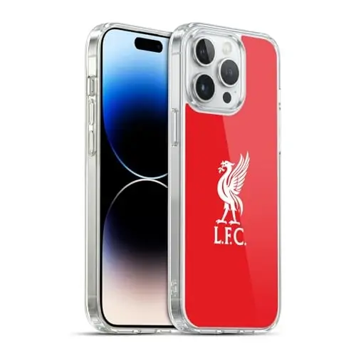 Head Case Designs Officially Licensed Liverpool Football Club White Logo in Red Liver Bird Gel Case [Military Grade Protection] Compatible with Apple iPhone 14 Pro Max and Compatible with MagSafe - 1
