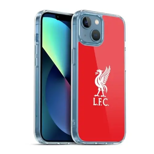 Head Case Designs Officially Licensed Liverpool Football Club White Logo in Red Liver Bird Gel Case [Military Grade Protection] Compatible with Apple iPhone 13 Mini and Compatible with MagSafe - 1