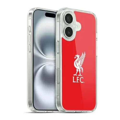 Head Case Designs Officially Licensed Liverpool Football Club White Logo in Red Liver Bird Gel Case [Military Grade Protection] Compatible with Apple iPhone 16 and Compatible with MagSafe - HEAD CASE DESIGNS