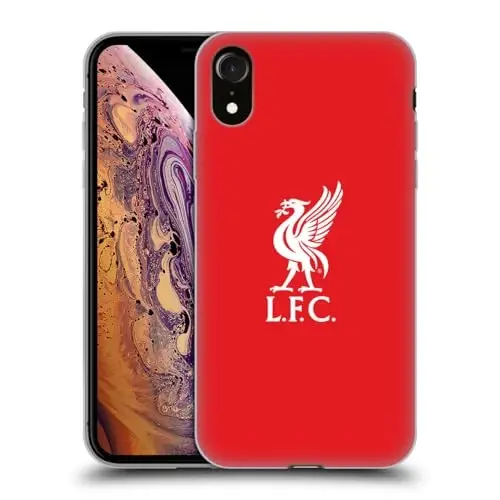 Head Case Designs Officially Licensed Liverpool Football Club White Logo in Red Liver Bird Gel Case [Military Grade Protection] Compatible with Apple iPhone XR - 1