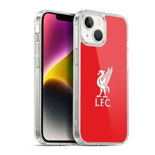 Head Case Designs Officially Licensed Liverpool Football Club White Logo in Red Liver Bird Gel Case [Military Grade Protection] Compatible with Apple iPhone 14 - 1