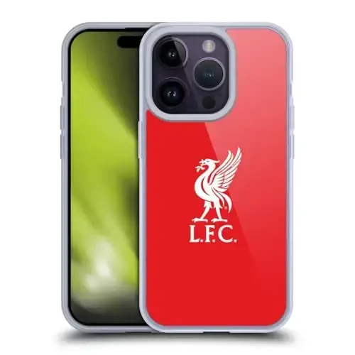 Head Case Designs Officially Licensed Liverpool Football Club White Logo in Red Liver Bird Gel Case [Military Grade Protection] Compatible with Apple iPhone 14 Pro 