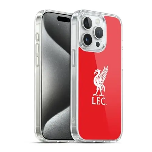 Head Case Designs Officially Licensed Liverpool Football Club White Logo in Red Liver Bird Gel Case [Military Grade Protection] Compatible with Apple iPhone 15 Pro and Compatible with MagSafe - 1