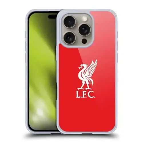 Head Case Designs Officially Licensed Liverpool Football Club White Logo in Red Liver Bird Gel Case [Military Grade Protection] Compatible with Apple iPhone 16 Pro - 1