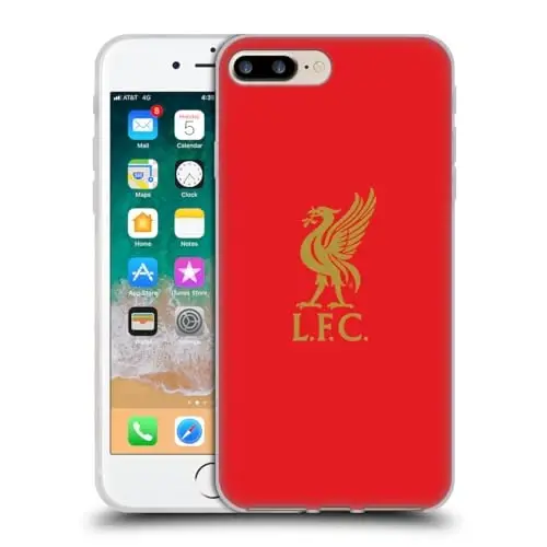 Head Case Designs Officially Licensed Liverpool Football Club Gold Logo On Red Liver Bird Gel Case [Military Grade Protection] Compatible with Apple iPhone 7 Plus/iPhone and Compatible with MagSafe - 1