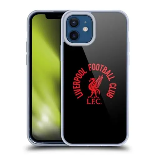 Head Case Designs Officially Licensed Liverpool Football Club Red LFC On Black Liver Bird Gel Case [Military Grade Protection] Compatible with Apple iPhone 12 / iPhone 12 and Compatible with MagSafe - HEAD CASE DESIGNS