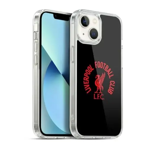 Head Case Designs Officially Licensed Liverpool Football Club Red LFC On Black Liver Bird Gel Case [Military Grade Protection] Compatible with Apple iPhone 13 - 1