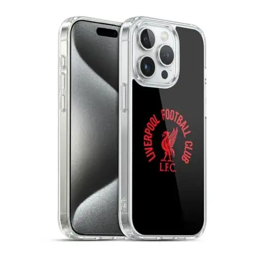 Head Case Designs Officially Licensed Liverpool Football Club Red LFC On Black Liver Bird Gel Case [Military Grade Protection] Compatible with Apple iPhone 15 Pro and Compatible with MagSafe 