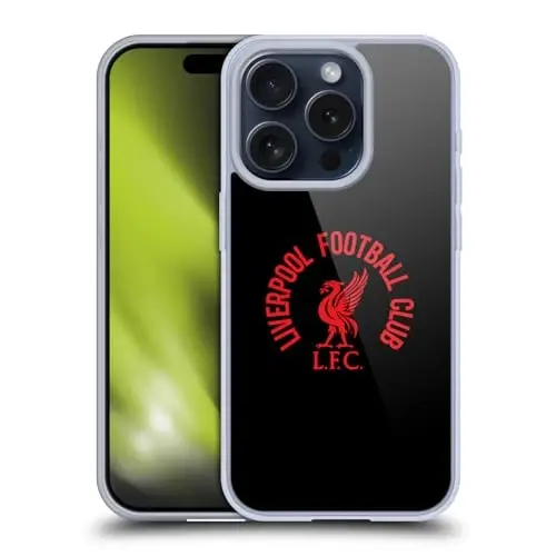 Head Case Designs Officially Licensed Liverpool Football Club Red LFC On Black Liver Bird Gel Case [Military Grade Protection] Compatible with Apple iPhone 15 Pro and Compatible with MagSafe - 1