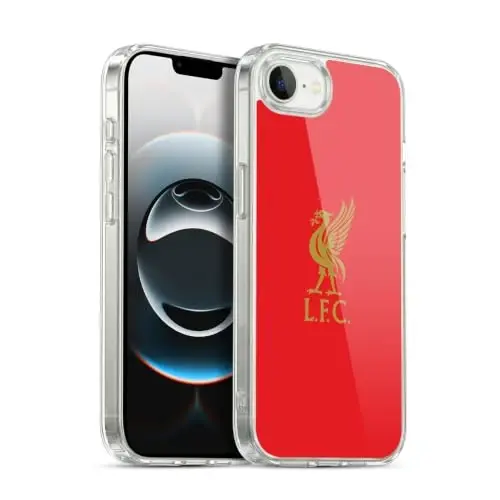 Head Case Designs Officially Licensed Liverpool Football Club Gold Logo On Red Liver Bird Gel Case [Military Grade] Compatible with Apple iPhone 16e / iPhone 17e and Compatible with MagSafe 