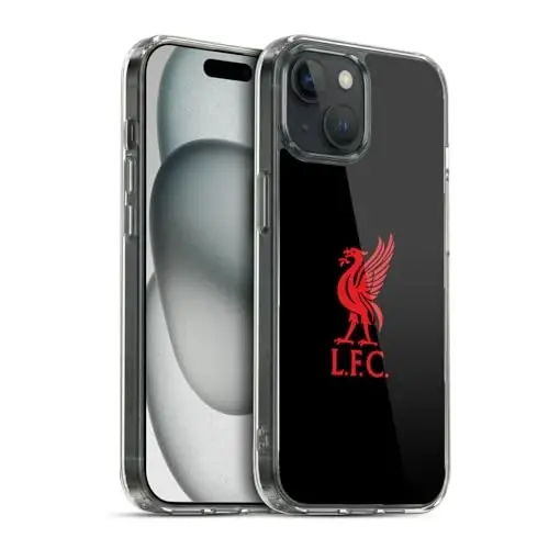 Head Case Designs Officially Licensed Liverpool Football Club Red Logo On Black Liver Bird Gel Case [Military Grade Protection] Compatible with Apple iPhone 15 and Compatible with MagSafe - 1