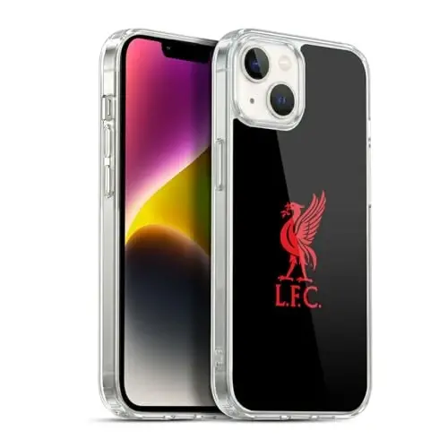 Head Case Designs Officially Licensed Liverpool Football Club Red Logo On Black Liver Bird Soft Gel Case Compatible with Apple iPhone 14 Plus 