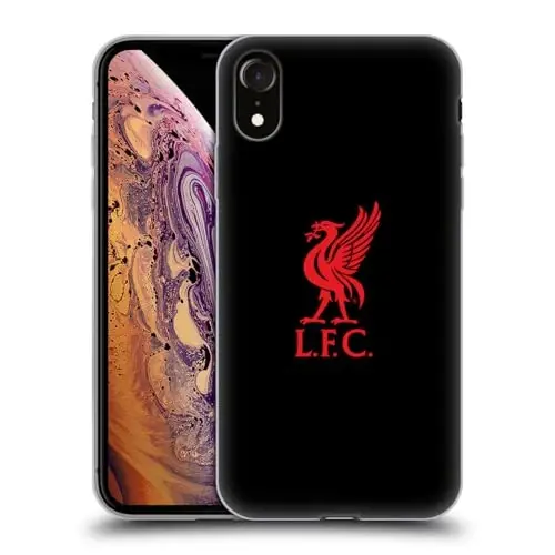 Head Case Designs Officially Licensed Liverpool Football Club Red Logo On Black Liver Bird Soft Gel Case Compatible with Apple iPhone XR - 1