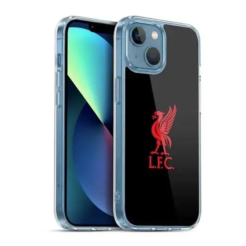 Head Case Designs Officially Licensed Liverpool Football Club Red Logo On Black Liver Bird Gel Case [Military Grade Protection] Compatible with Apple iPhone 13 Mini and Compatible with MagSafe - 1