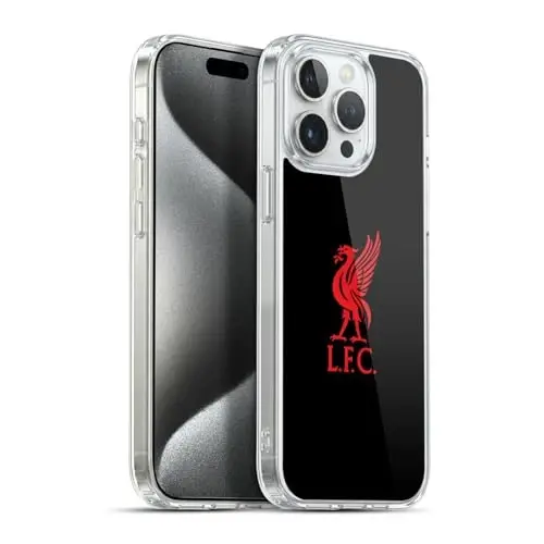 Head Case Designs Officially Licensed Liverpool Football Club Red Logo On Black Liver Bird Gel Case [Military Grade Protection] Compatible with Apple iPhone 15 Pro Max and Compatible with MagSafe - 1