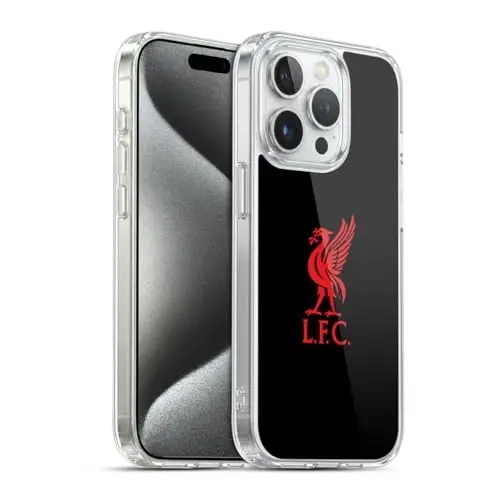 Head Case Designs Officially Licensed Liverpool Football Club Red Logo On Black Liver Bird Soft Gel Case Compatible with Apple iPhone 15 Pro - 1