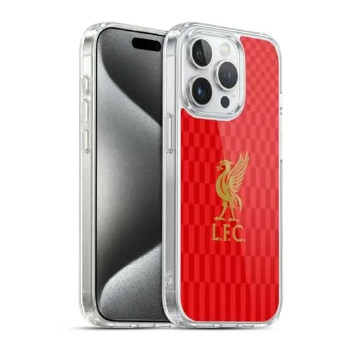 Head Case Designs Officially Licensed Liverpool Football Club Gold On Red Kit Liver Bird Gel Case [Military Grade Protection] Compatible with Apple iPhone 15 Pro and Compatible with MagSafe - 1