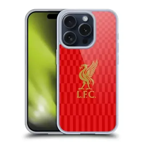 Head Case Designs Officially Licensed Liverpool Football Club Gold On Red Kit Liver Bird Gel Case [Military Grade Protection] Compatible with Apple iPhone 15 Pro and Compatible with MagSafe 