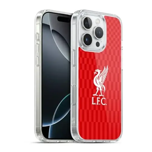 Head Case Designs Officially Licensed Liverpool Football Club White On Red Kit Liver Bird Gel Case [Military Grade Protection] Compatible with Apple iPhone 16 Pro and Compatible with MagSafe - 1