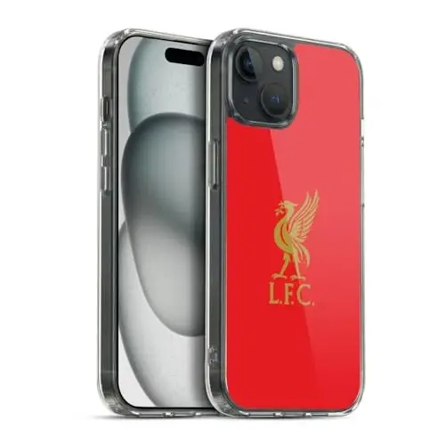 Head Case Designs Officially Licensed Liverpool Football Club Gold Logo On Red Liver Bird Gel Case [Military Grade Protection] Compatible with Apple iPhone 15 Plus and Compatible with MagSafe - HEAD CASE DESIGNS