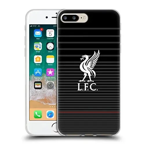 Head Case Designs Officially Licensed Liverpool Football Club White On Black Kit Liver Bird Gel Case [Military Grade Protection] Compatible with Apple iPhone 7 Plus/iPhone 8 Plus 